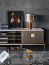 Sezione Brass Stand Luxury TV Cabinet in a room setting