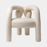 Visionnaire Shibari Armchair: Modern luxury armchair with a unique love knot design and plush teddy bear fabric upholstery.