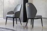 Giorgio Collection Charisma Dining Chair in grey velvet with black bubinga burl legs, room setting 1