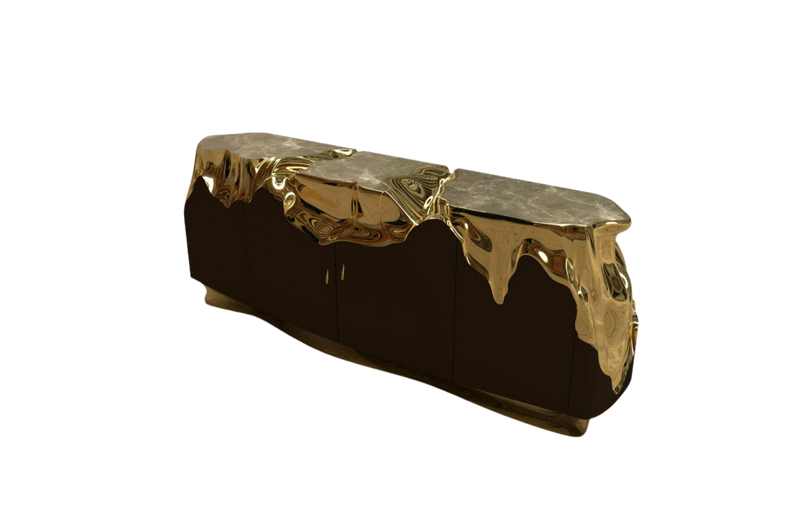 Sakar Luxury Polished Brass Sideboard & Emperador Marble