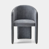 Siena luxury curved dining chair in grey velvet with satin brass feet