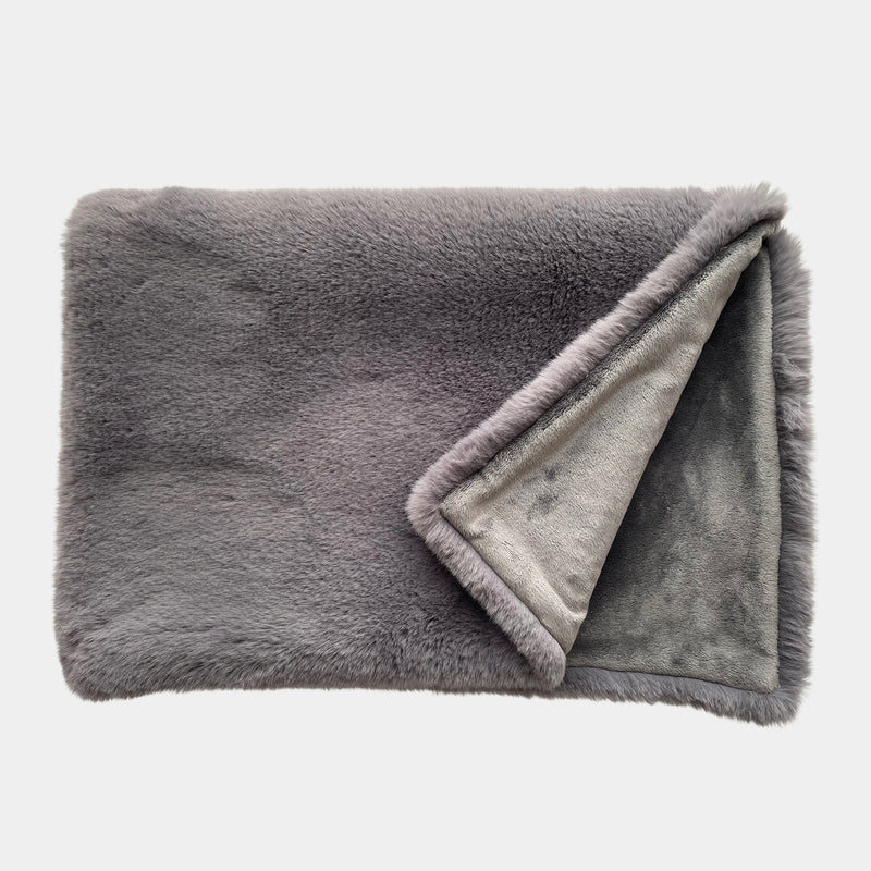 Slate Grey Premium Faux Fur Throw