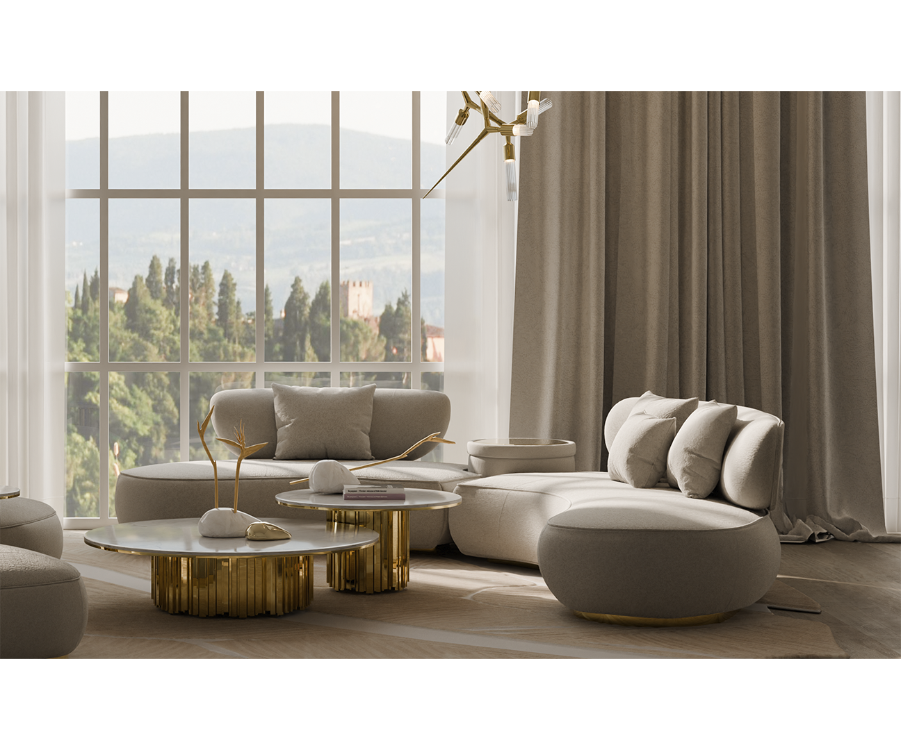 MidCentury Luxe The Aureum Round Sofa with Wireless Charging