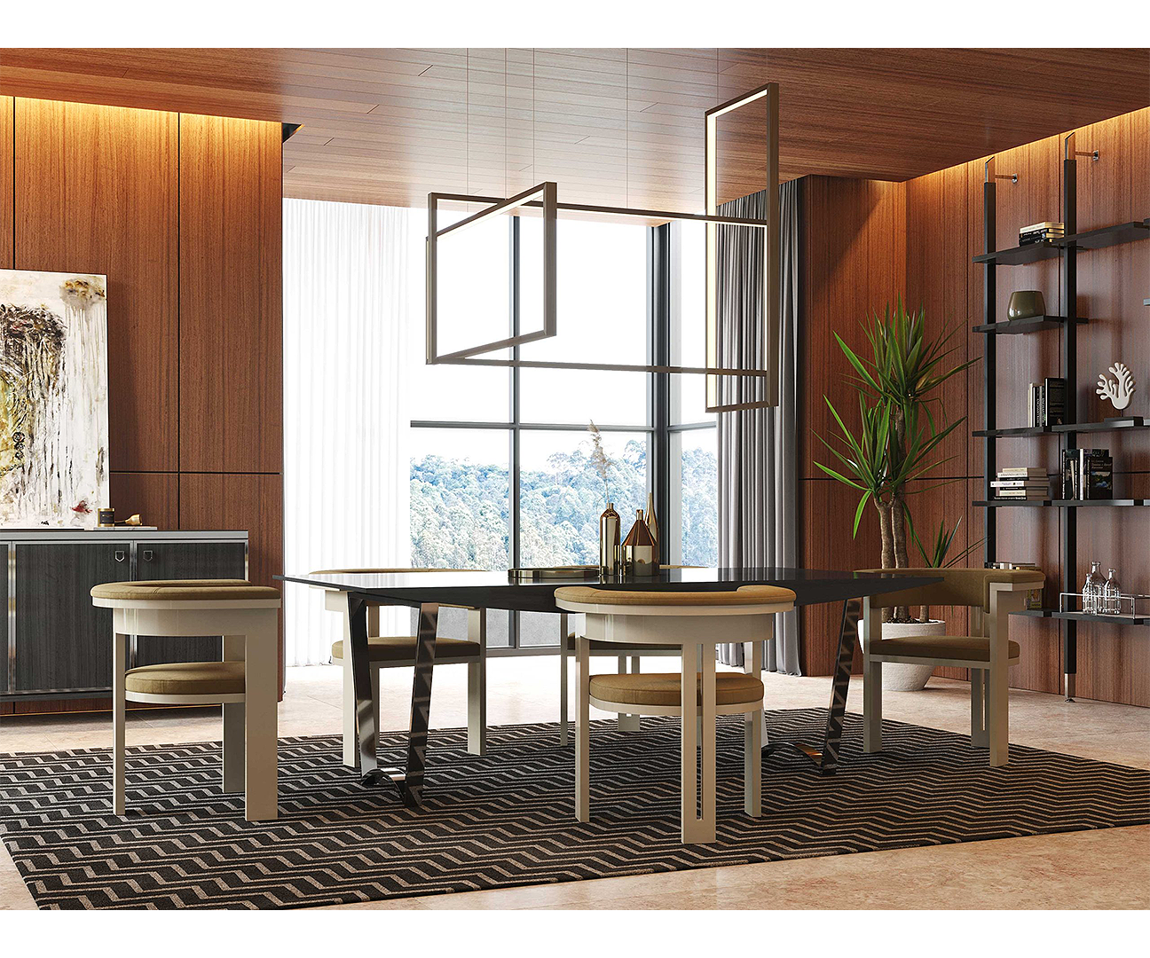 Afonso Luxury Upholstered Dining Chair with Curvilinear Design ...
