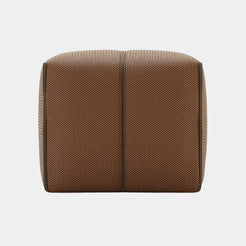 Textured Faux Leather Pouf with Velvet Piping