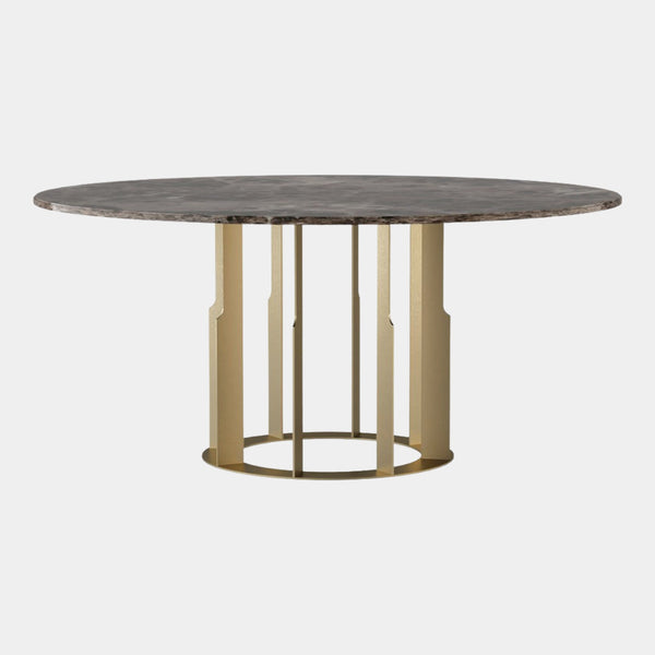 Leonardo Round Emperador Marble & Burnished Brass Dining Table