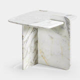 Tressette Folded Slab Luxury Side Table, shown in white marble