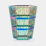 Trigono Openwork Luxury Waste Paper Basket, shown in candy iridescent