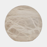 United Alabaster Wireless Moon Table Lamp in natural alabaster, studio view on grey