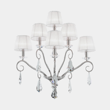 Castro Lighting Vienna Wall Light in gold-plated brass with crystal and fabric shades, available from Touched Interiors UK