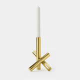 Vimini Crossed Twig Luxury Candle Holder in polished brass