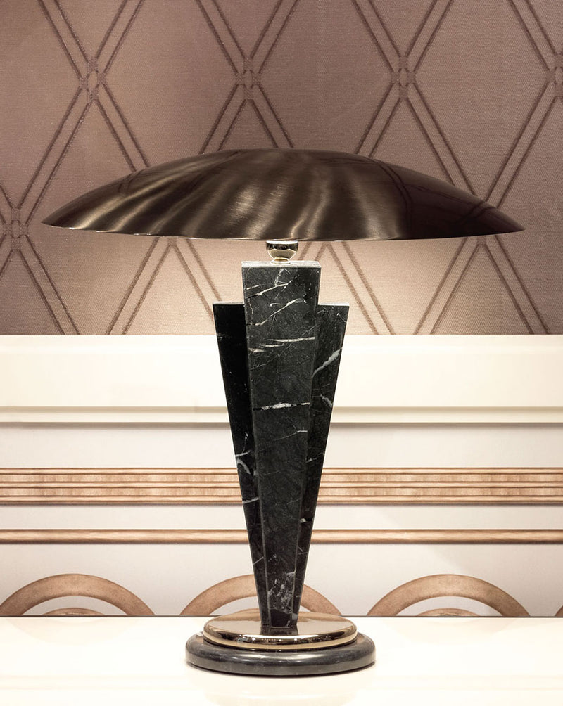Visionnaire Lydia Luxury Modern Table Lamp: Wedge Marble Stem