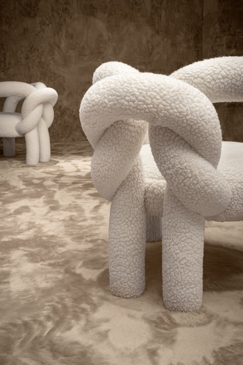 Unique Modern Armchair: Dare to be different with the Shibari Armchair by Visionnaire. This modern armchair boasts a love knot design and an irresistible teddy bear fabric.