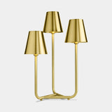 Volano Triple Shade Luxury Table Lamp in satin brass