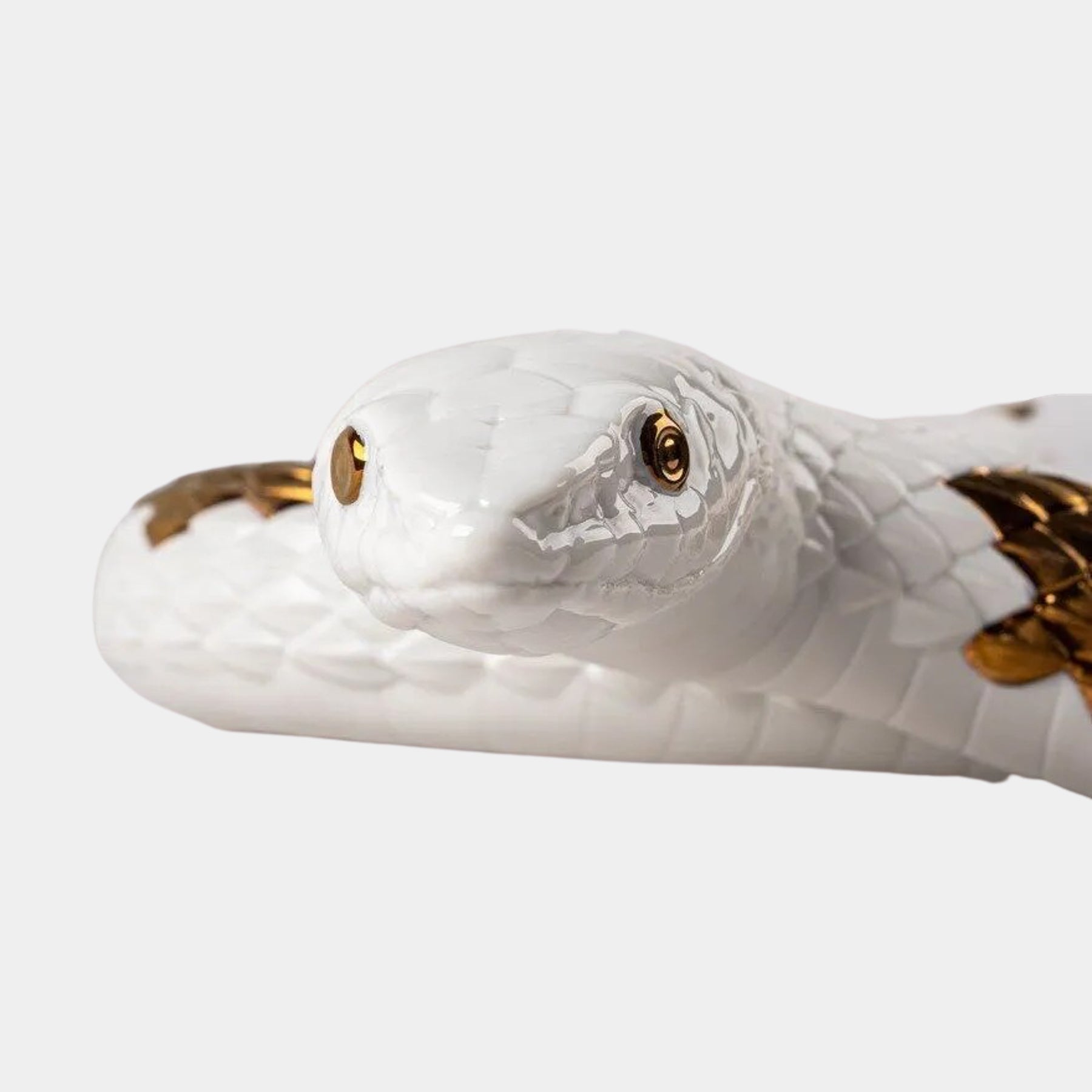 White Porcelain Luxury Snake Sculpture with Copper Luster | Touched ...