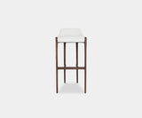 Yemen Minimalist Bar Chair: Luxurious Vellutino Fabric & Walnut Wood.