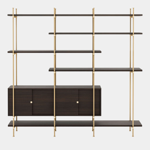 Abreu Amaral Luxury Bookshelf with Brushed Golden Metal