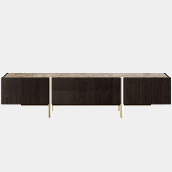 The Private Label Edge TV Cabinet with Marble & Aged Brass
