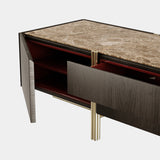 The Private Label Edge TV Cabinet with Marble & Aged Brass