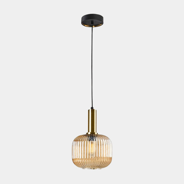 Adjustable Height Farera Amber Moulded Glass Ceiling Light