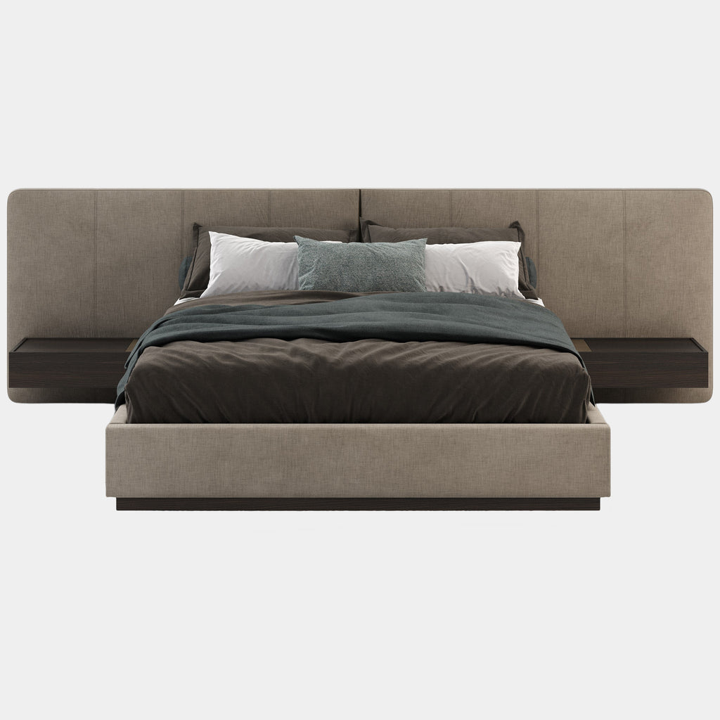Allure Smoked Oak Matte Bed with BuiltIn Wireless Phone Chargers