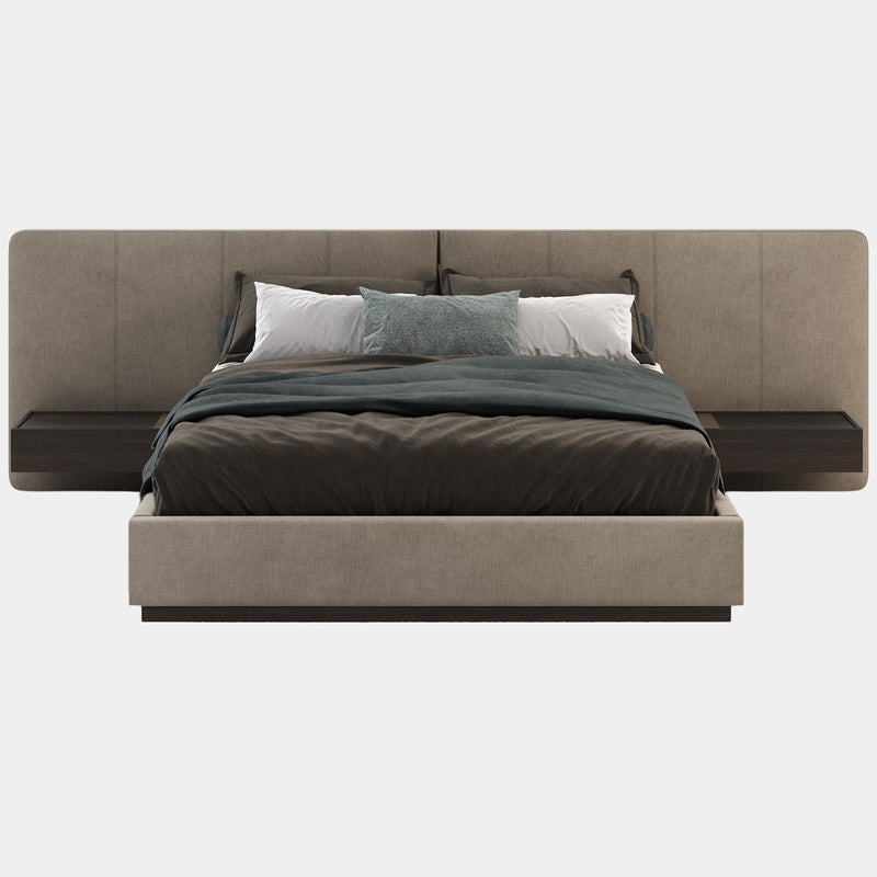 Allure Smoked Oak Matte Bed with Built-In Wireless Phone Chargers