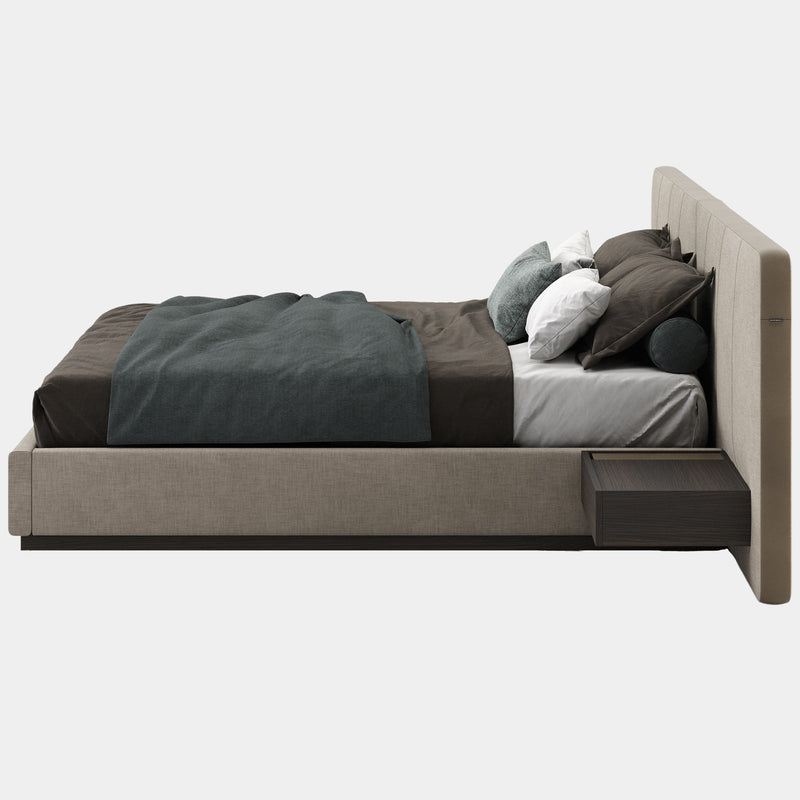 Allure Smoked Oak Matte Bed with Built-In Wireless Phone Chargers