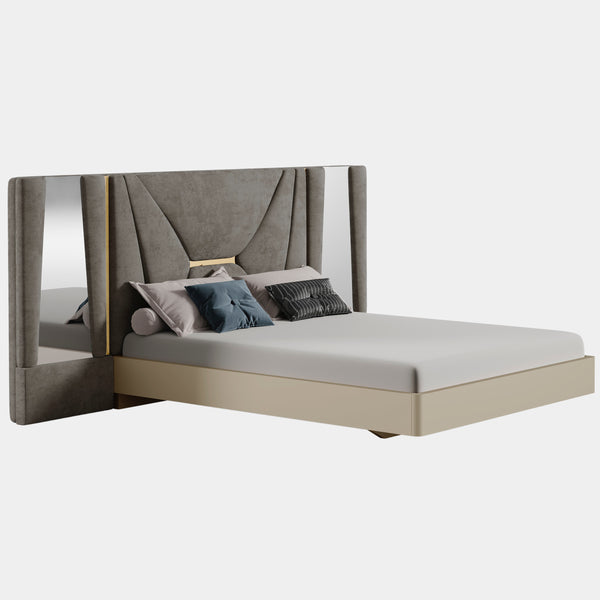 Alodia Luxury Bedstead with Mirror & Golden Detailing