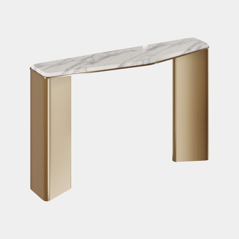 Alta Aged Brass & Carrara Marble Console Table