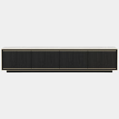 Amalfi Nero Marquina Marble TV Cabinet with Golden Detailing