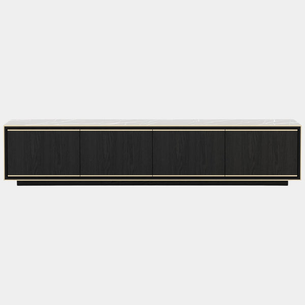 Amalfi Nero Marquina Marble TV Cabinet with Golden Detailing