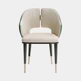 Amante Lusso Dining Chair: ivory velvet with green velvet outer back (Cat A), black legs with polished brass tips