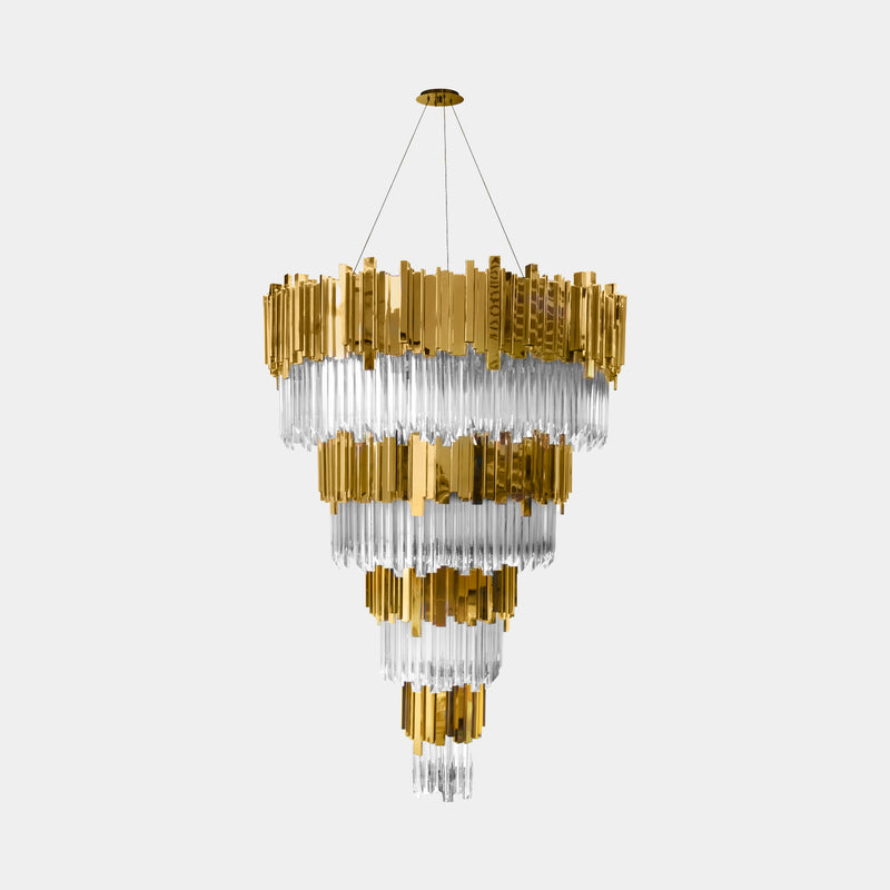 Opulent Gold and Crystal Chandelier