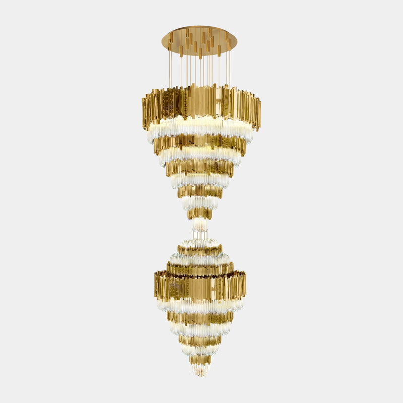 Ancona Square Chandelier | Stunning Crystal and Gold Lighting Fixture