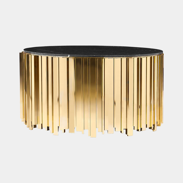 Ancona Grande Gold Plated Brass & Nero Marquina Marble Coffee Table