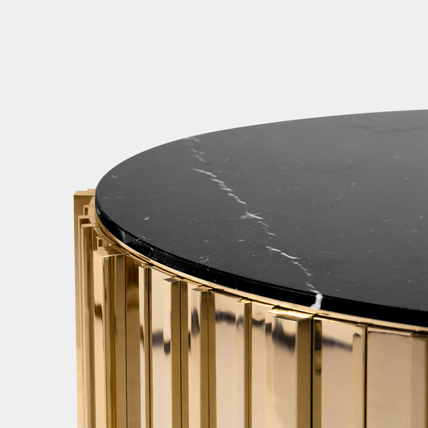 Ancona Grande Gold Plated Brass & Nero Marquina Marble Coffee Table
