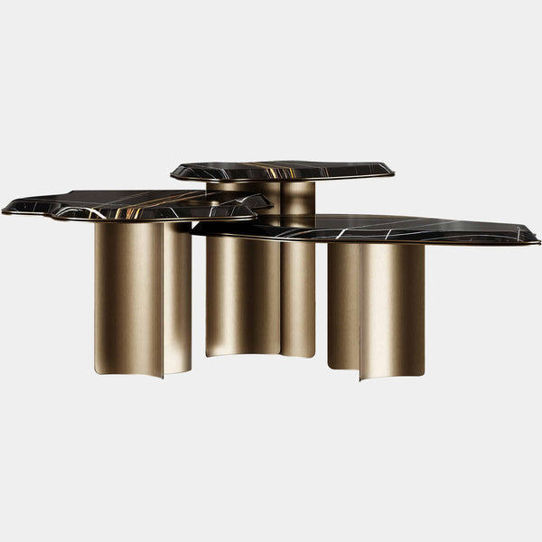 The Private Label Fusion Center Table with Sahara Noir Marble