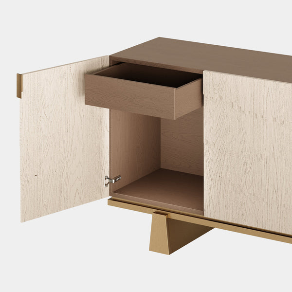 The Private Label Cliff Sideboard: Oak & Brass Detailing