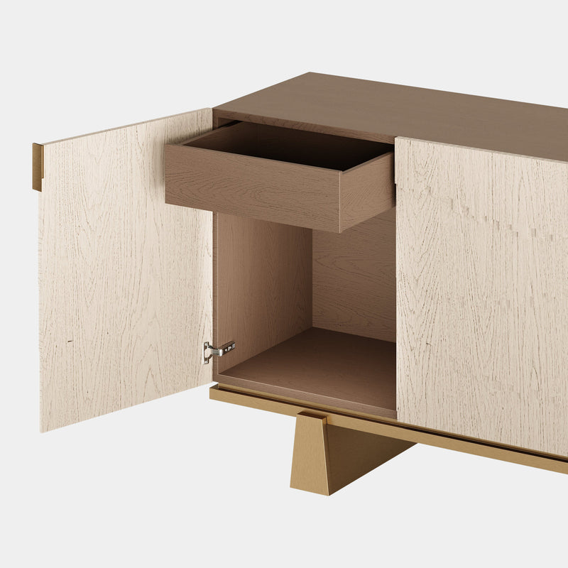 The Private Label Cliff Sideboard: Oak & Brass Detailing