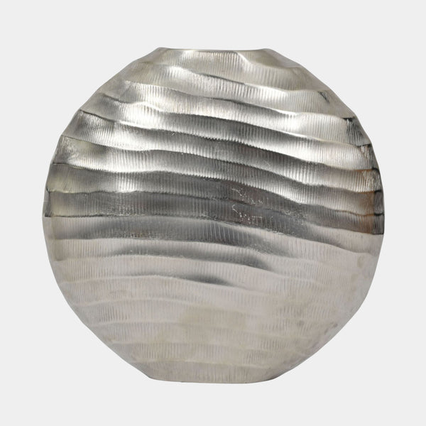 Arazoa Silver Aluminium Luxury Elliptical Vase