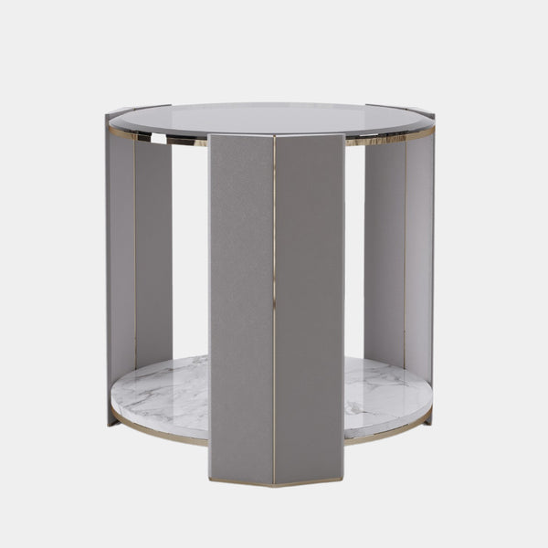Arnault Grey Leather Side Table