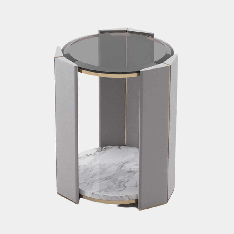 Arnault Grey Leather Side Table