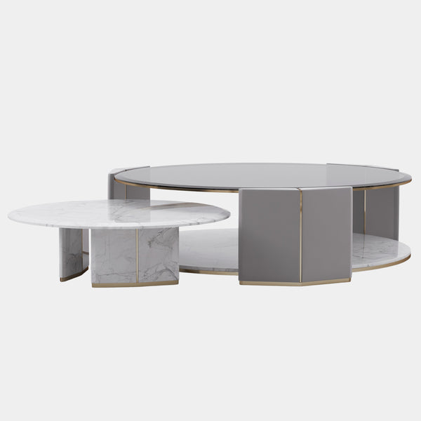 Arnault Leather, Glass & Brass Luxury Centre Table