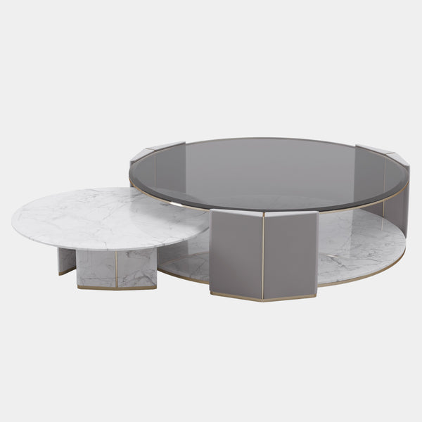 Arnault Leather, Glass & Brass Luxury Centre Table