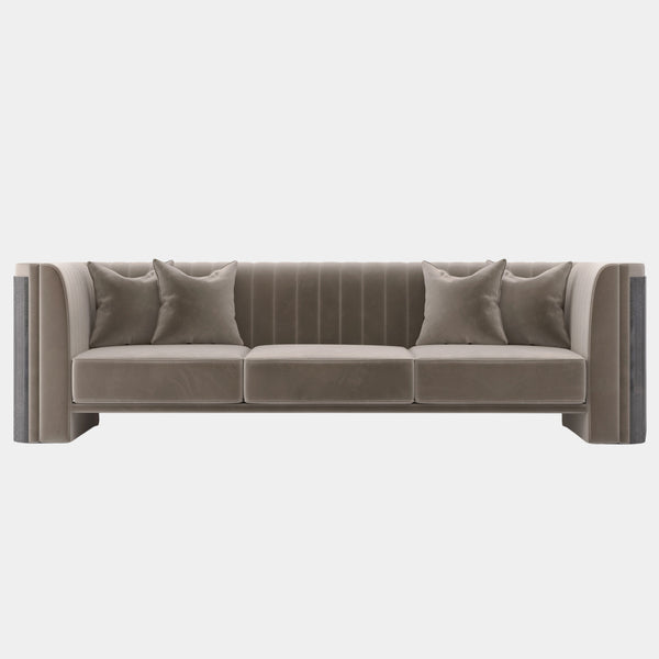 The Algerone Sofa by Luxxu: A timeless design masterpiece in luxurious brown velvet.