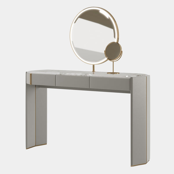 Arnault Statuario Marble Dressing Table with Vanity Mirror