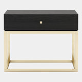 Asuras Black Ash Bedside Table with Golden Legs