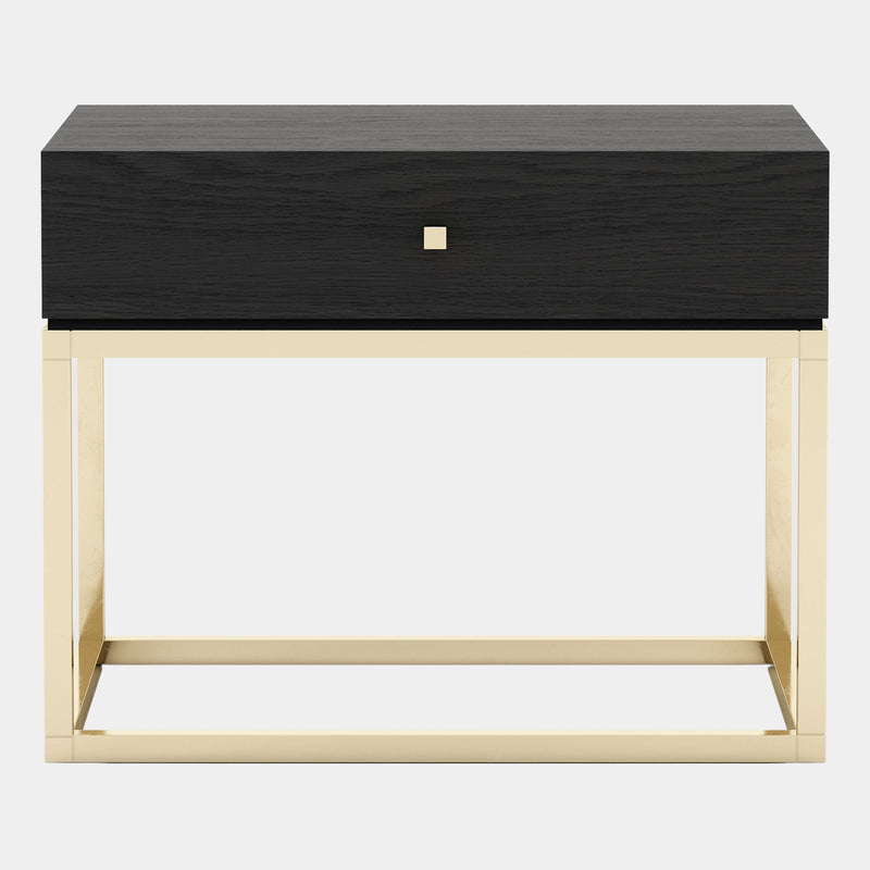 Asuras Black Ash Bedside Table with Golden Legs