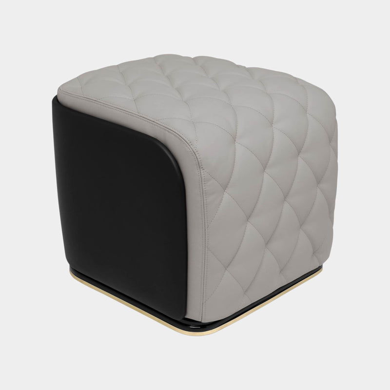 Atherton Luxury Polished Brass & Leather Stool