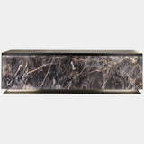 Visionnaire Aurora High Unit: Luxurious modern sideboard featuring stunning Confusion Dark marble with a captivating "Sea Waves" hand-crafted detail. This statement piece offers ample storage space and customisable finishes.